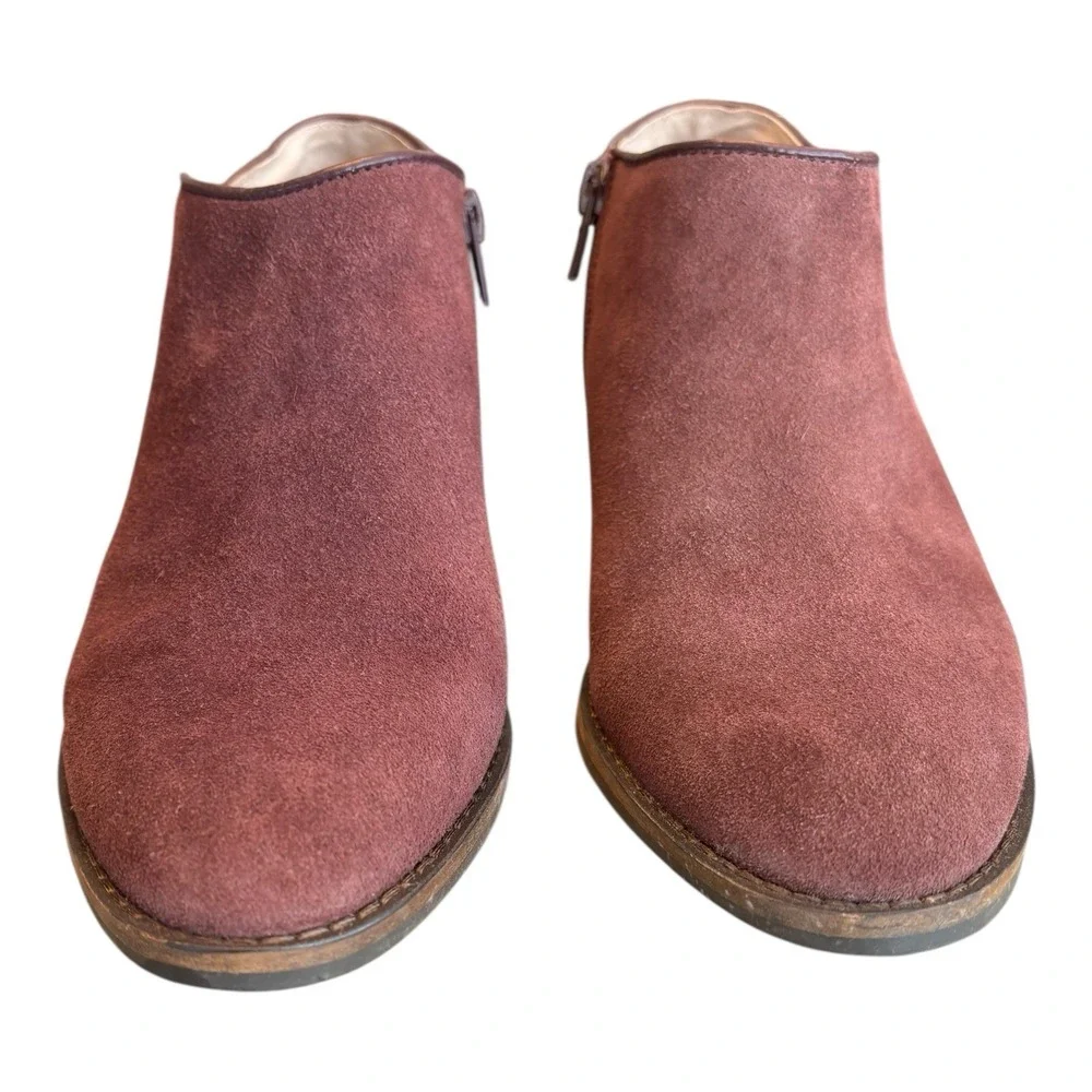 Lucky Brand Boots Womens 6.5 M‎ Faithly Ankle Booties Suede Burgundy Wine Zip Up